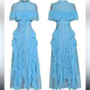 Elegant Chic Lace Patchwork Midi Dress